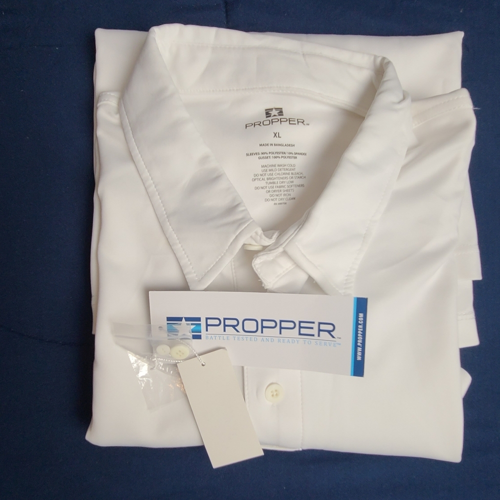 White Long Sleeve Polo by Propper size XL